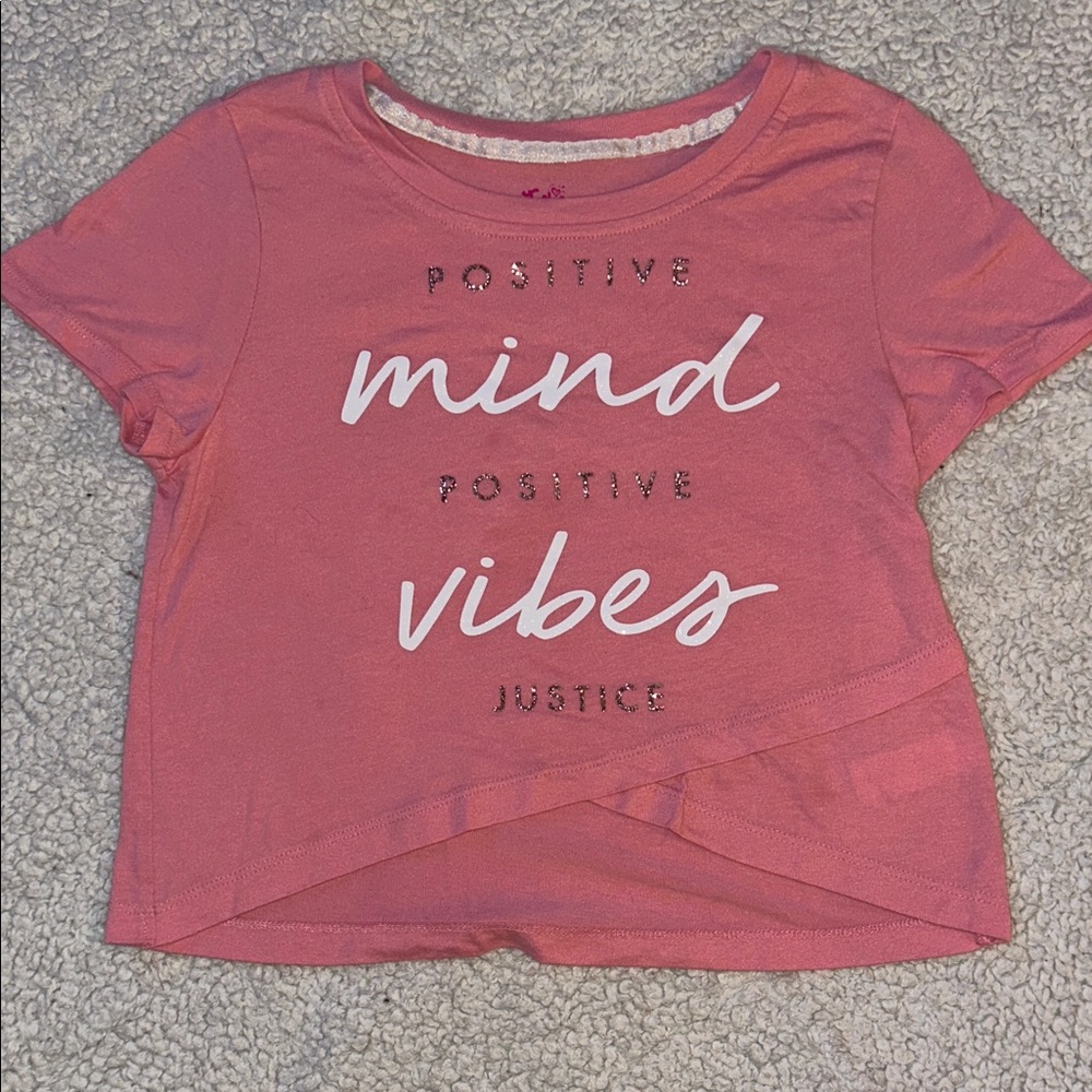 Justice Pink Tee with Inspirational Text